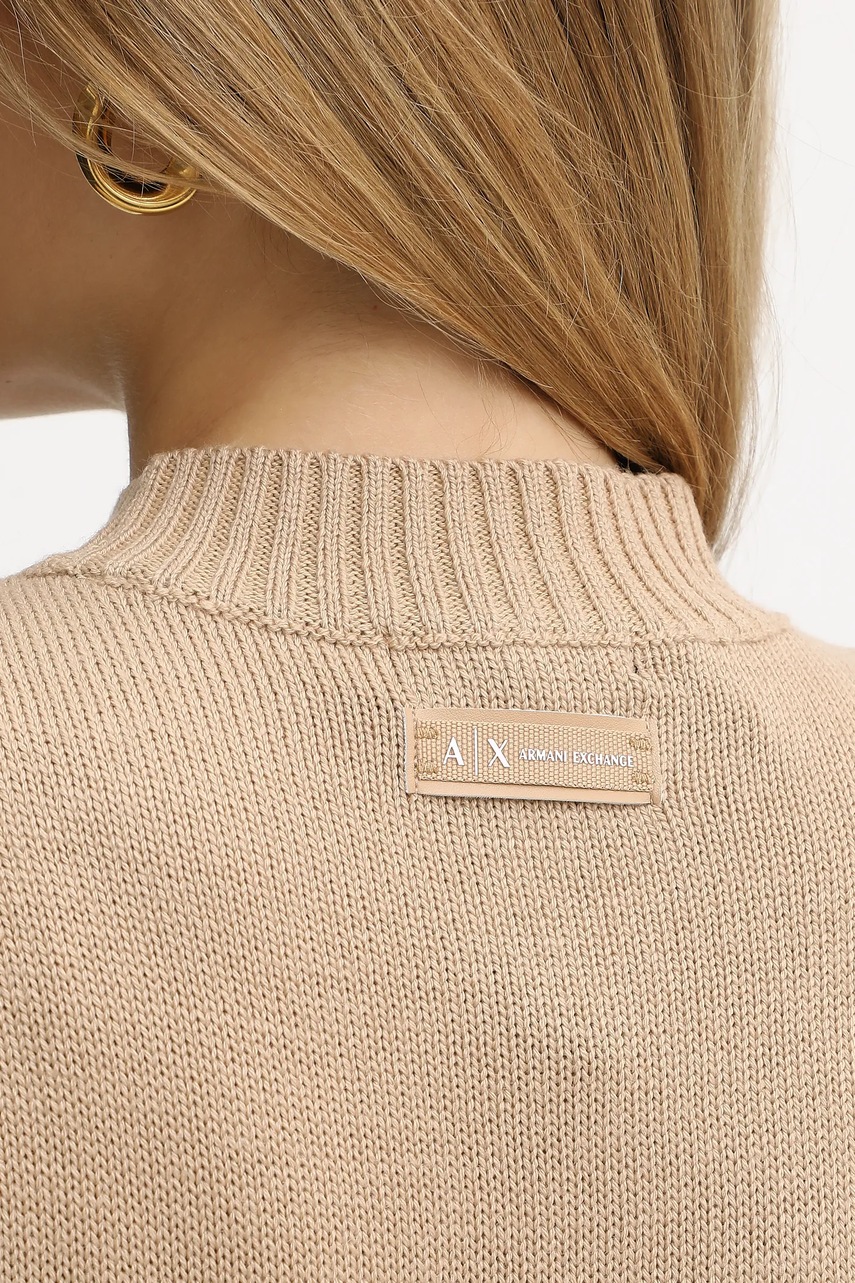 Сукня з додаванням вовни Armani Exchange колір бежевий mini облягаюча XW001308 AF13774