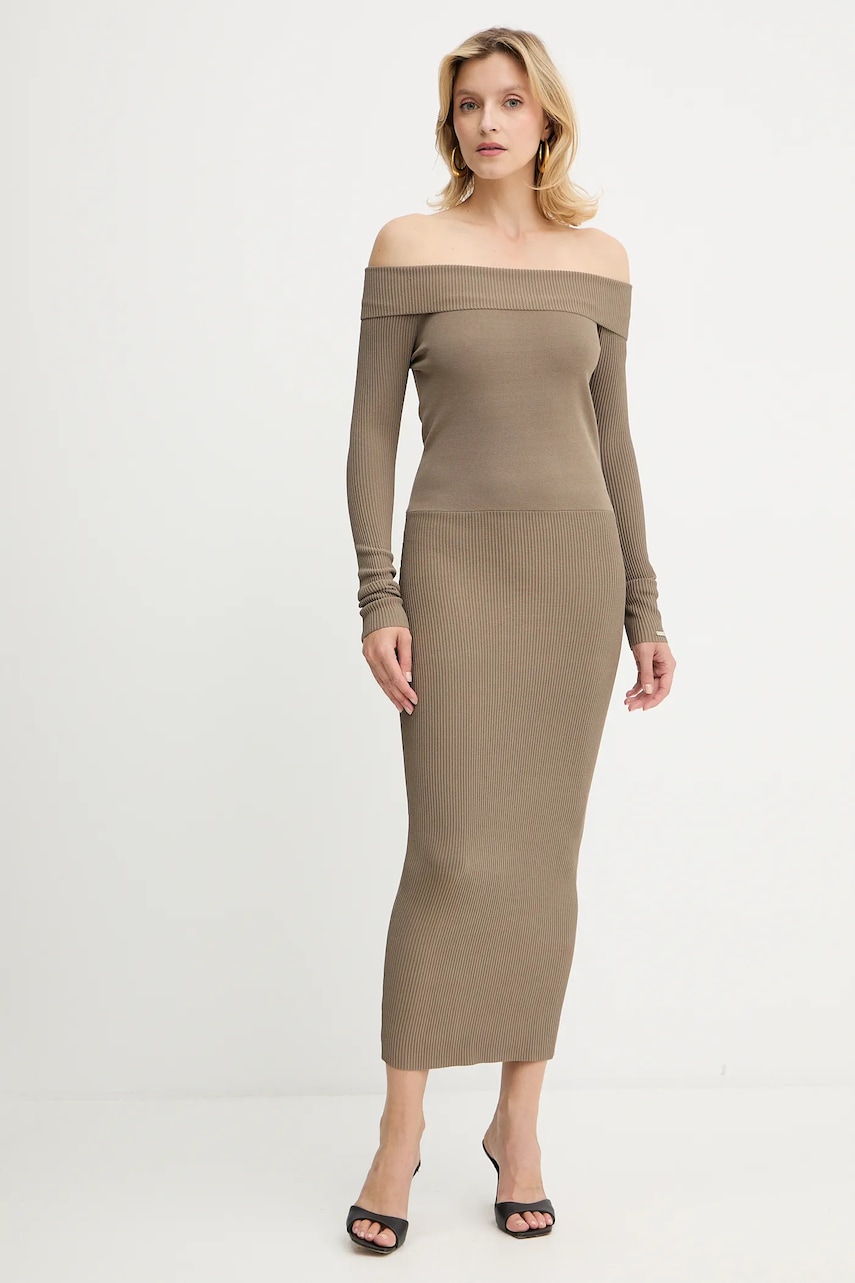 Сукня Armani Exchange колір зелений midi облягаюча XW001313 AF10352