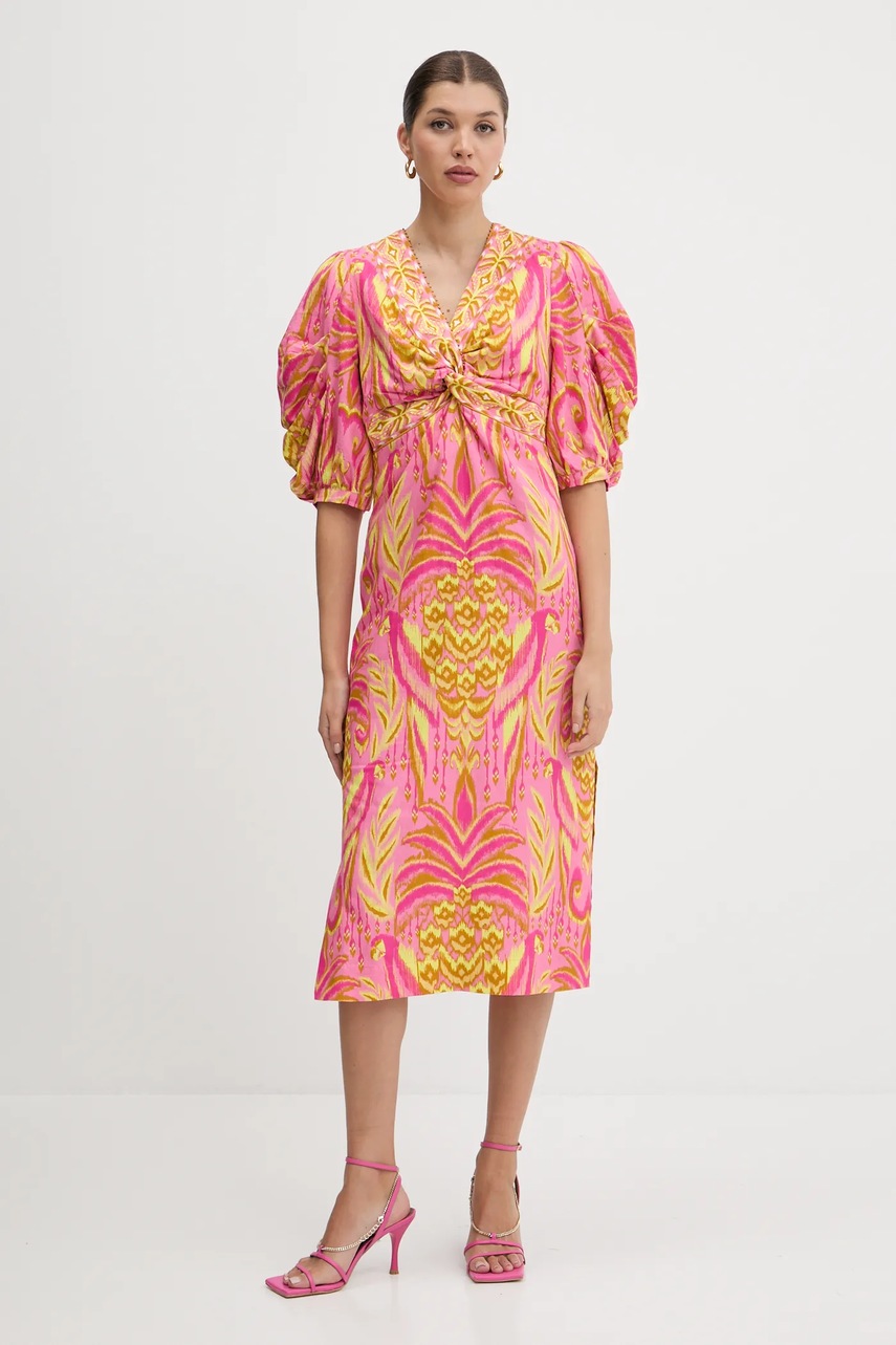 Платье Farm Rio цвет розовый midi расклешённое 336601