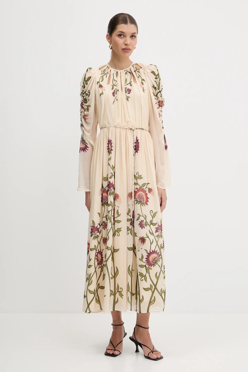Farm Rio rochie culoarea bej, maxi, evazați, 339165