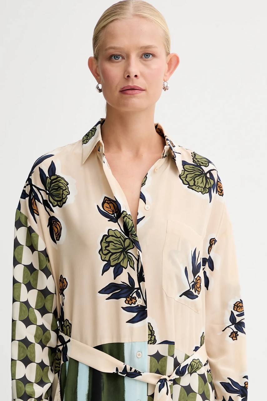 Шовкова сукня Weekend Max Mara PASSO колір бежевий mini розкльошена 2525226022600