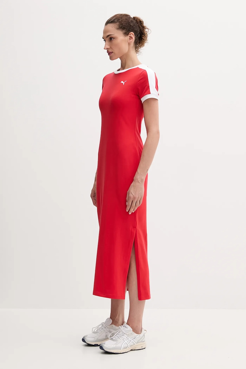 Puma rochie culoarea rosu, midi, drept, 632140