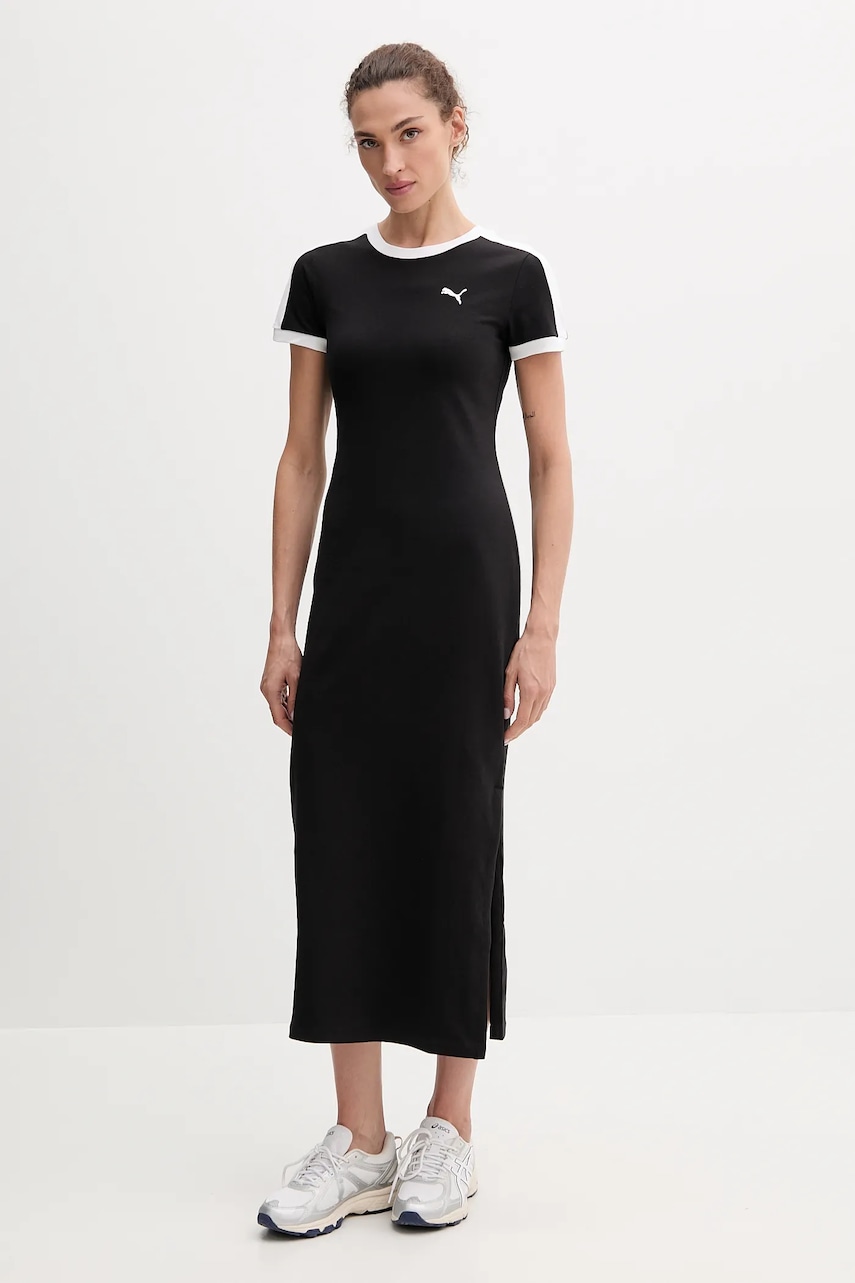 Puma rochie culoarea negru, midi, drept, 632140