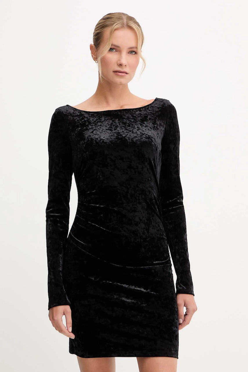Patrizia Pepe sukienka welurowa kolor czarny mini rozkloszowana 2A2979 J343