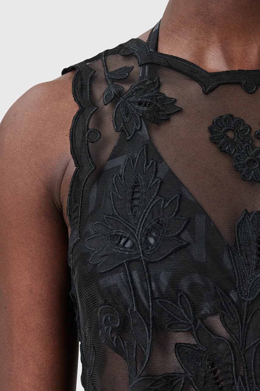 Сукня AllSaints RYE колір чорний maxi облягаюча W130DC