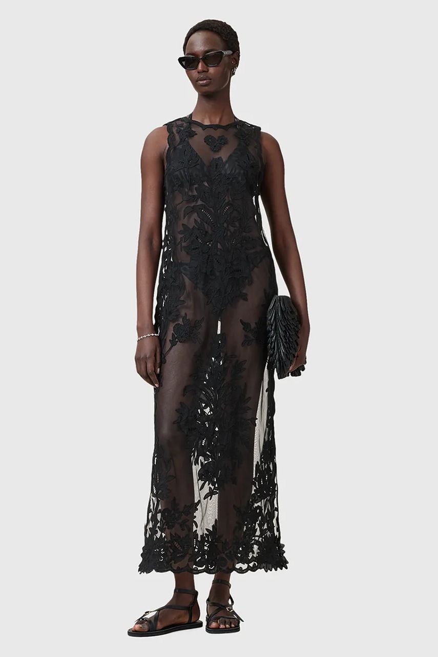 Сукня AllSaints RYE колір чорний maxi облягаюча W130DC