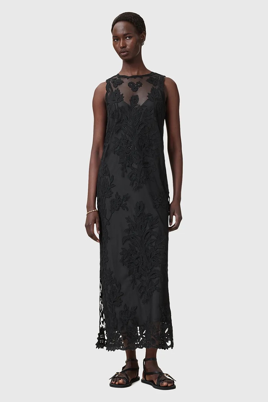 Сукня AllSaints RYE колір чорний maxi облягаюча W130DC