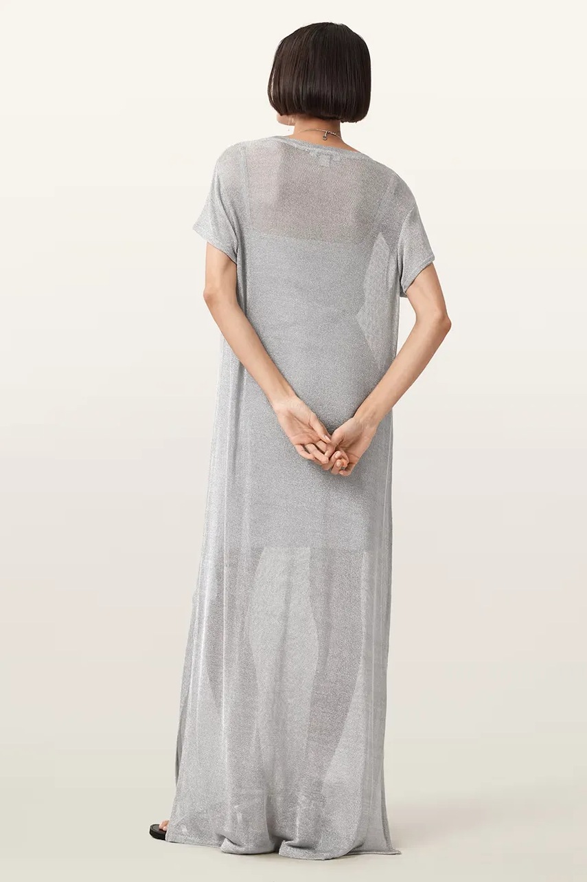 Сукня AllSaints THEA колір срібний maxi пряма W236DC
