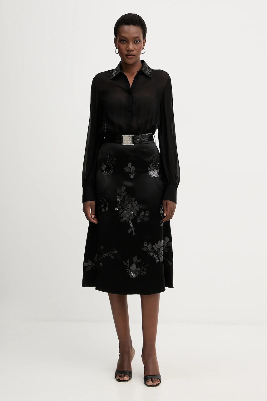 Ermanno Firenze rochie culoarea negru, midi, evazați, 57TQ009EL0CC