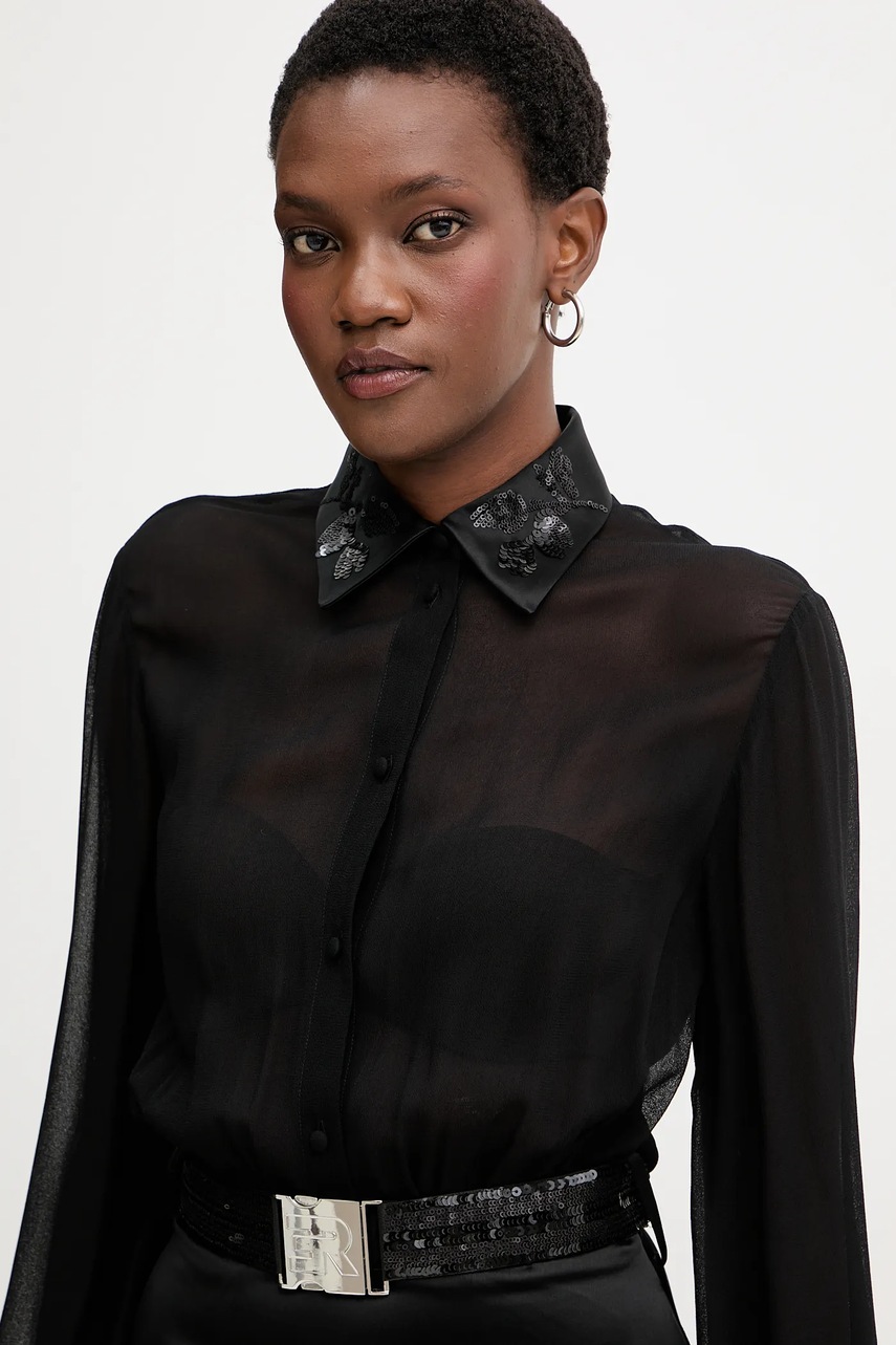 Сукня Ermanno Firenze колір чорний midi розкльошена 57TQ009EL0CC