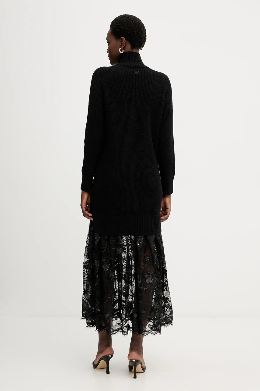 Сукня з додаванням вовни Ermanno Firenze колір чорний maxi пряма 57TQ013E56