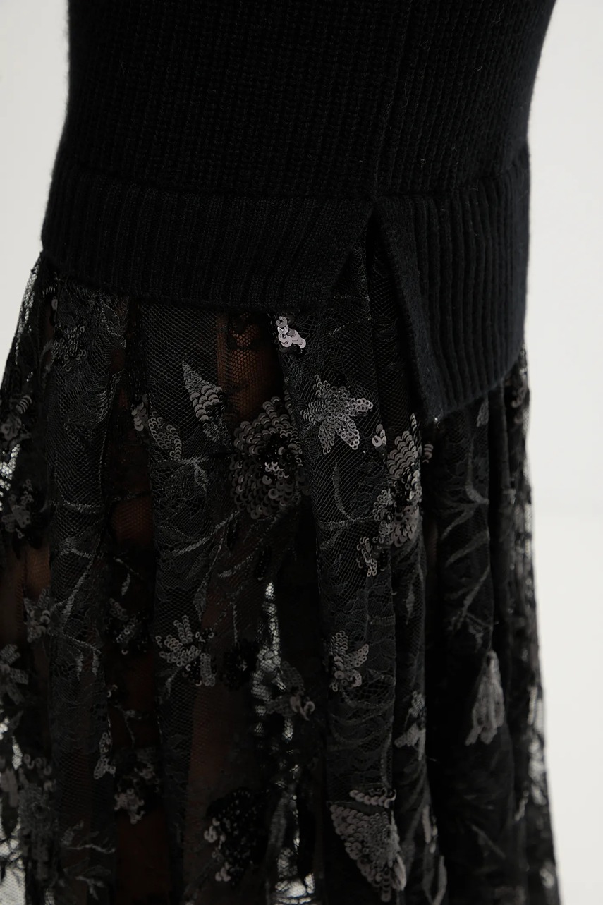 Сукня з додаванням вовни Ermanno Firenze колір чорний maxi пряма 57TQ013E56