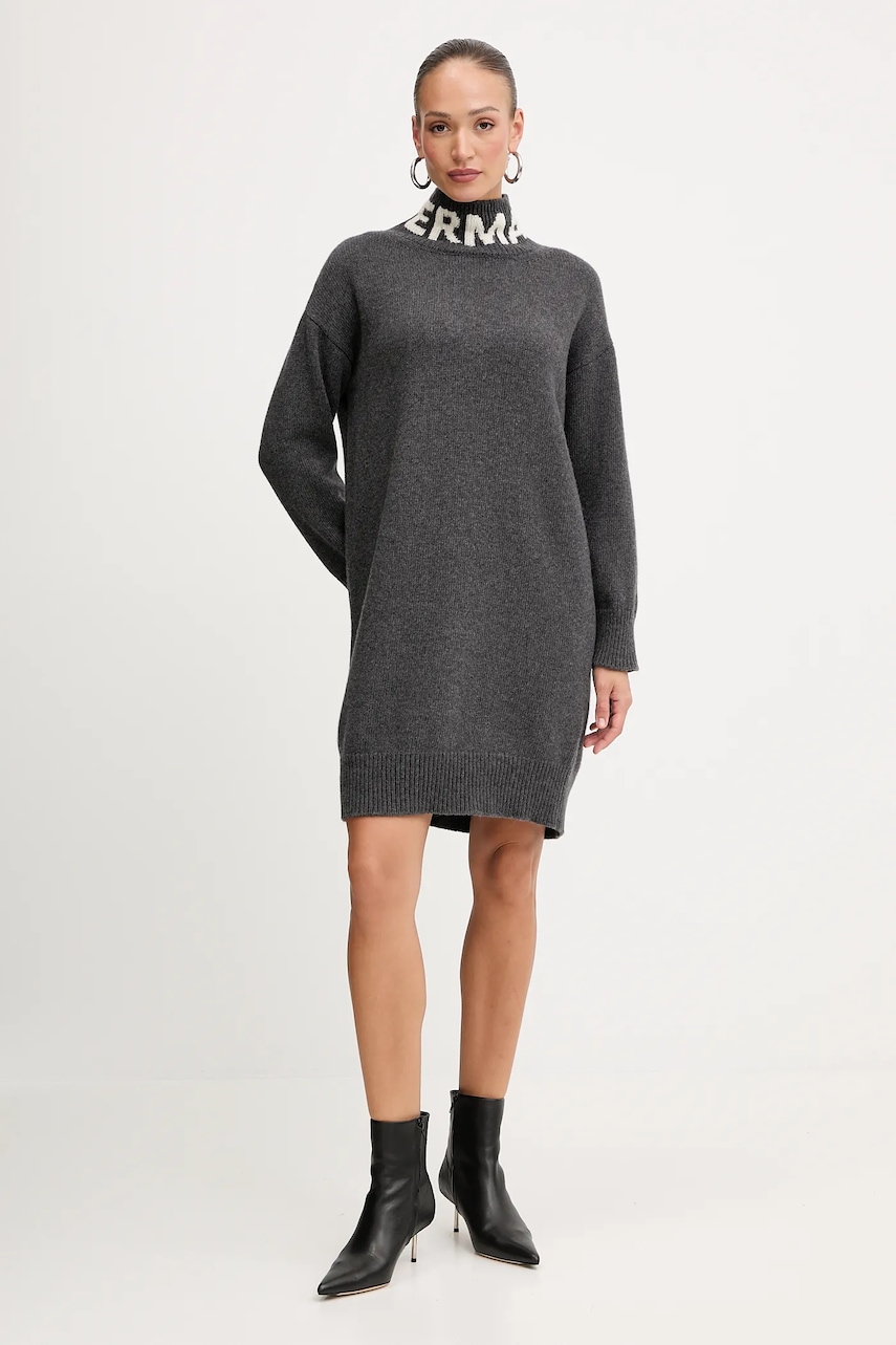 Вовняна сукня Ermanno Scervino колір сірий mini oversize 57TQ026EO1