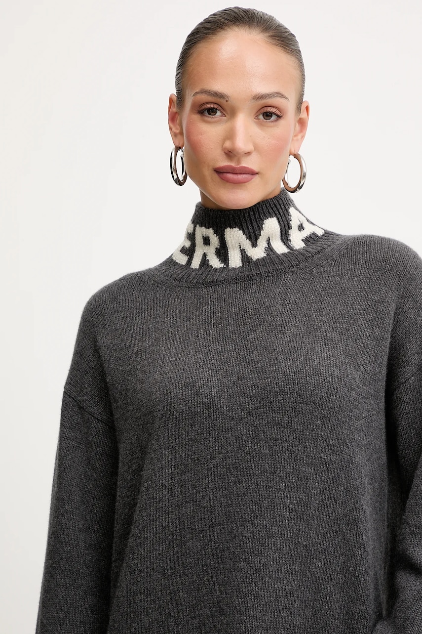 Вовняна сукня Ermanno Scervino колір сірий mini oversize 57TQ026EO1