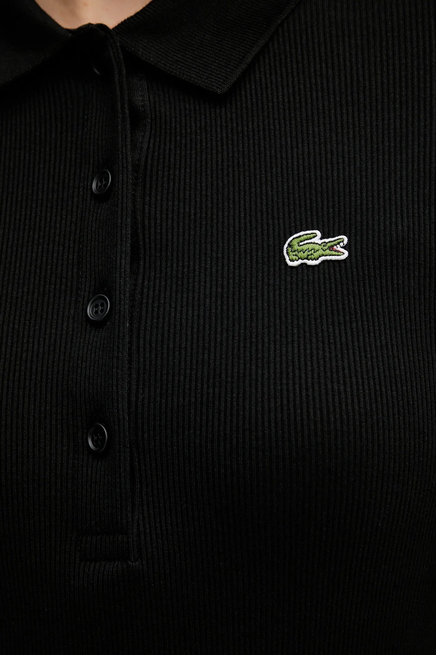 Бавовняна сукня Lacoste колір чорний midi облягаюча EF5297