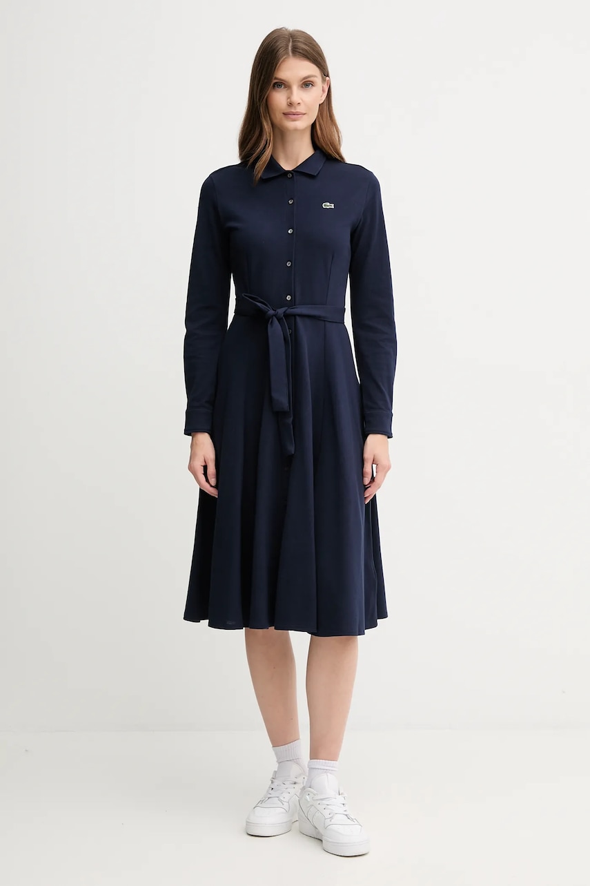 Lacoste rochie din bumbac culoarea bleumarin, mini, evazati, EF5299