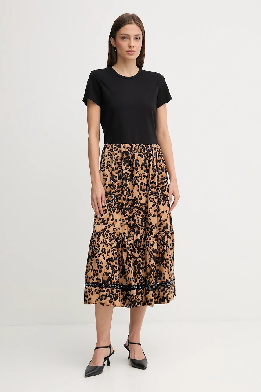 Dkny rochie culoarea negru, midi, evazați, P5EB7BBZ