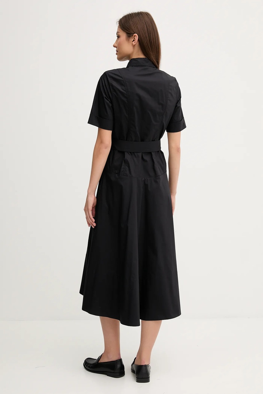 Бавовняна сукня Dkny колір чорний midi розкльошена DJ5D9065