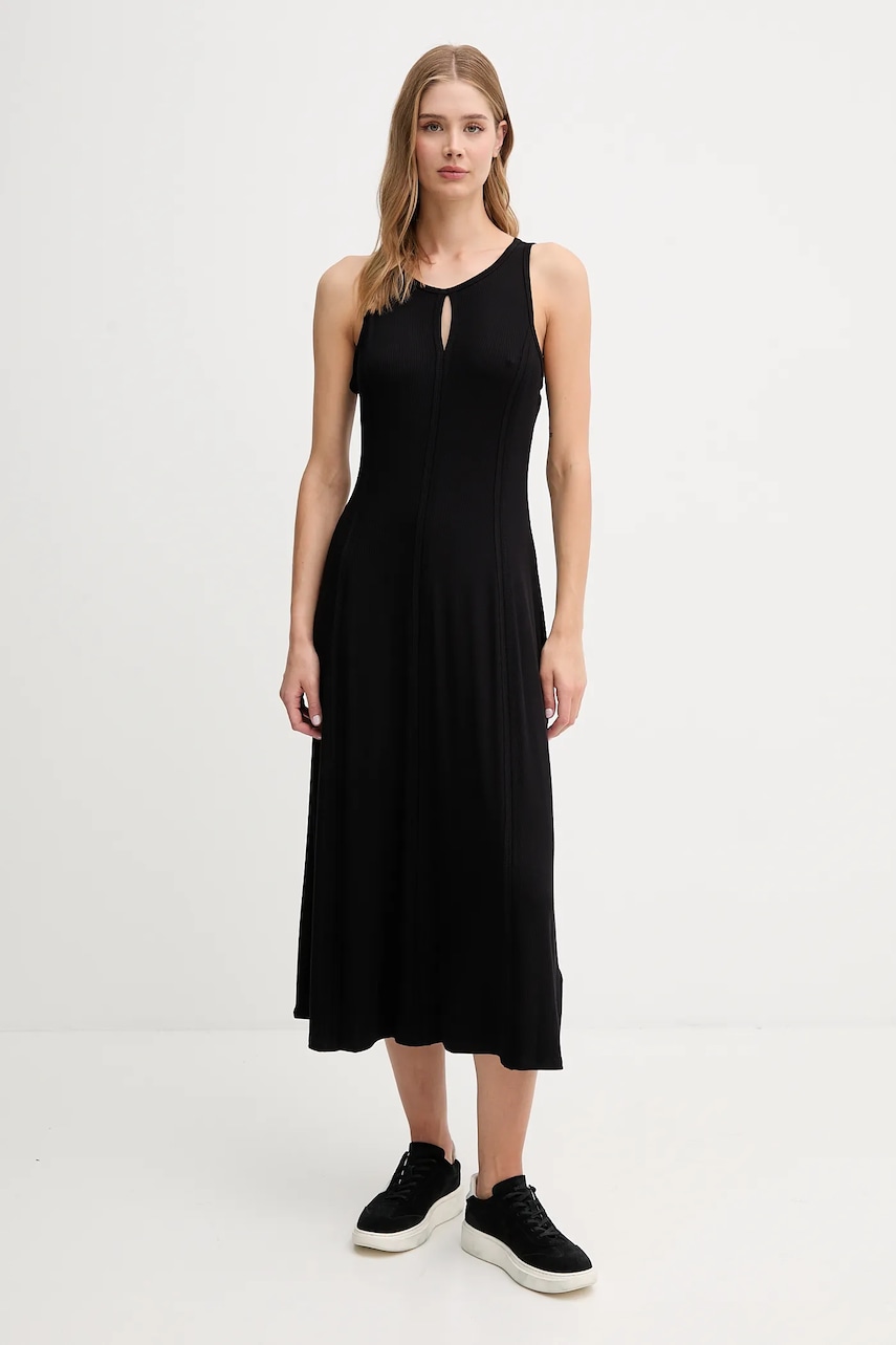 Dkny rochie culoarea negru, maxi, evazați, P5ED0BMX