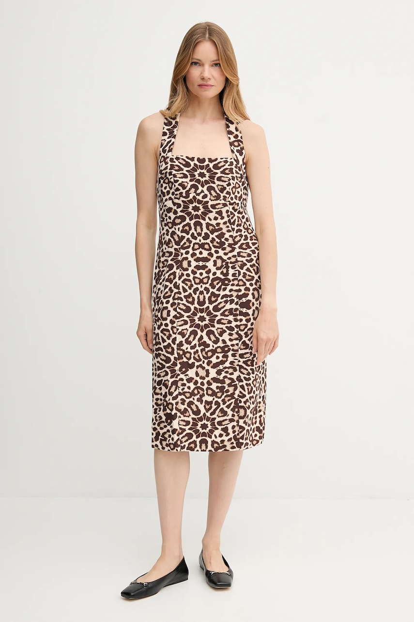 Dkny rochie culoarea bej, midi, drept, DD5N1L20