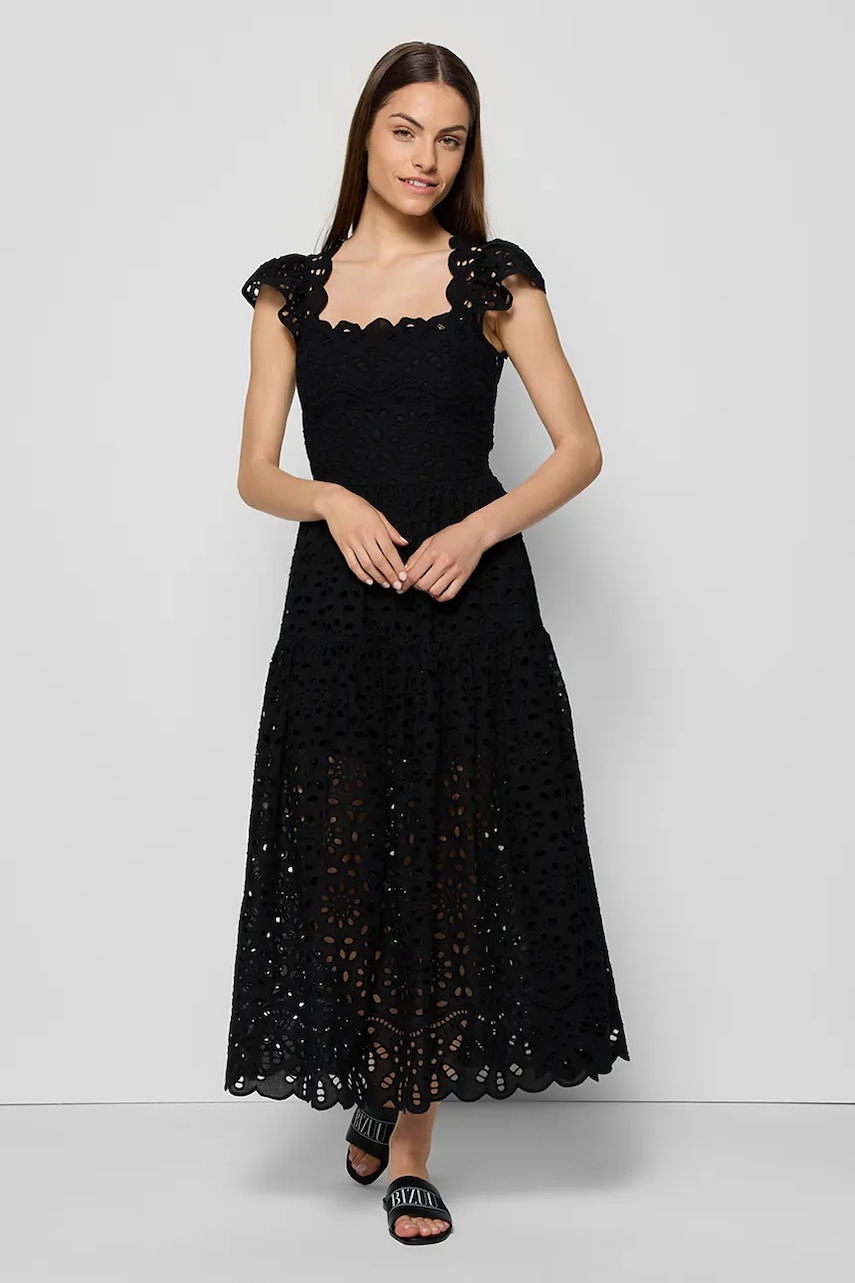 Bizuu rochie BAYONNE culoarea negru, maxi, evazați, BAYONNE CZARNY