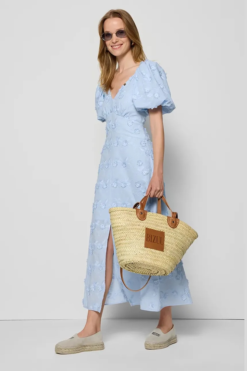 Сукня Bizuu FELICITE maxi розкльошена FELICITE BŁĘKITNY
