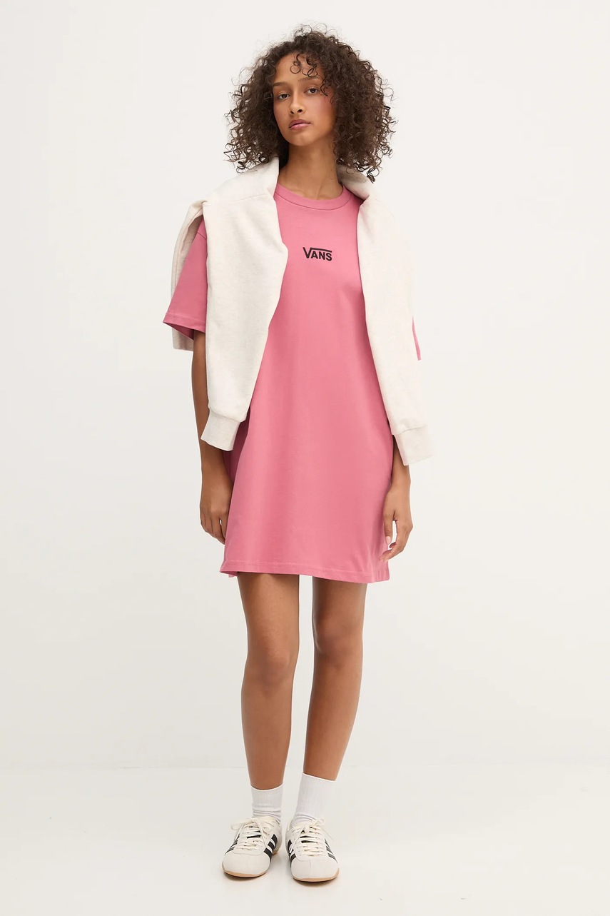 Βαμβακερό φόρεμα Vans χρώμα: ροζ, VN0A4RU2ZRY1 φωτογραφία