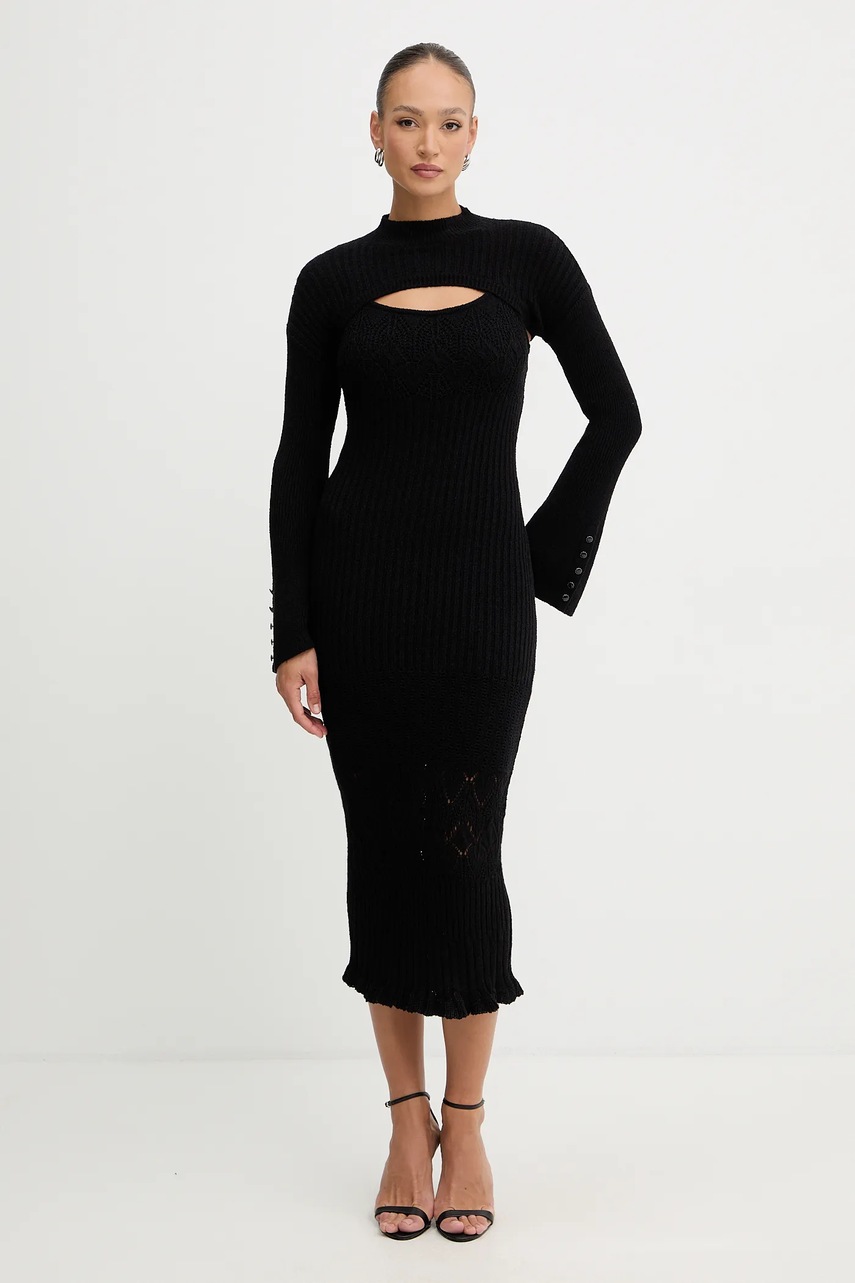 Levně Šaty Guess SHINJU černá barva, maxi, přiléhavé, W5BK91 Z4060