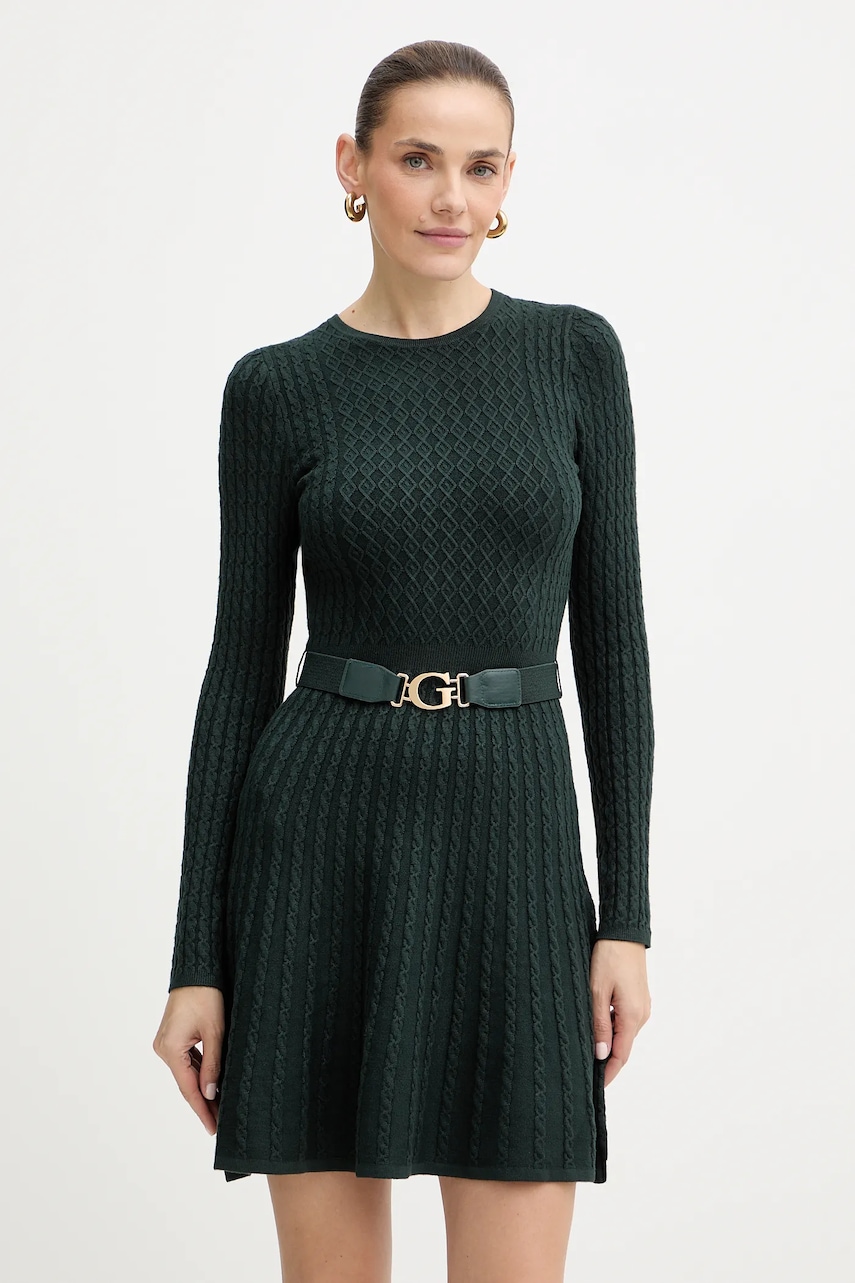 Сукня Guess HANA колір зелений mini облягаюча W5BK68 Z2YJ2
