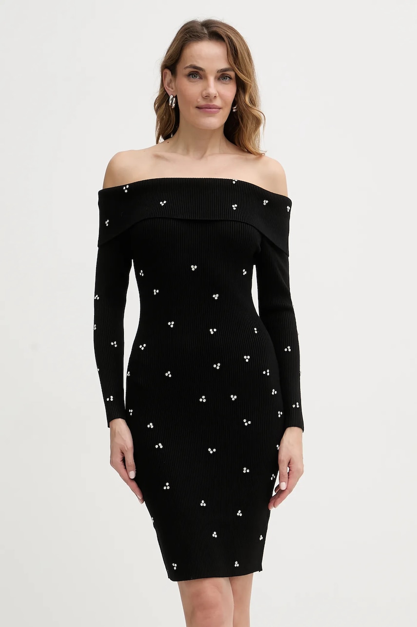 Levně Šaty Guess ALISHA černá barva, mini, přiléhavé, W5BK64 Z2YJ2