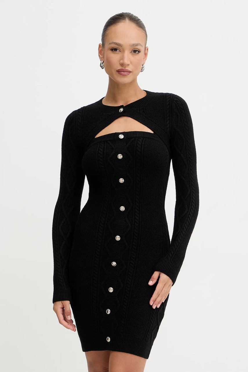 Levně Šaty Guess DAPHNE černá barva, mini, přiléhavé, W5BK61 Z2ZK2