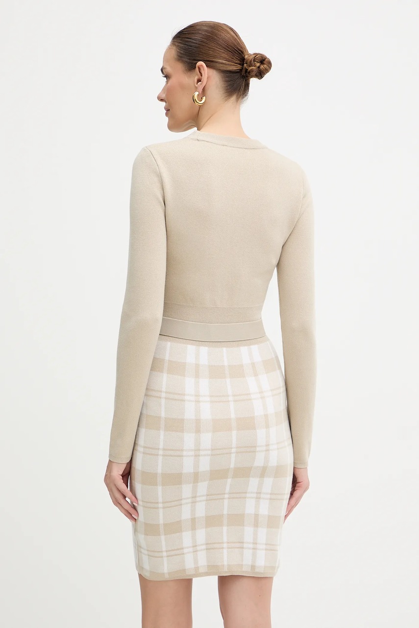 Сукня з домішкою вовни Guess CORALINE колір бежевий mini облягаюча W5BK44 Z3JD2