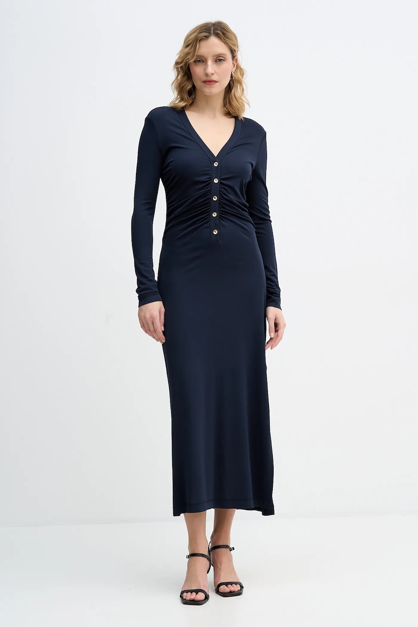 Sisley rochie culoarea bleumarin, maxi, mulată, 44HXLV07M