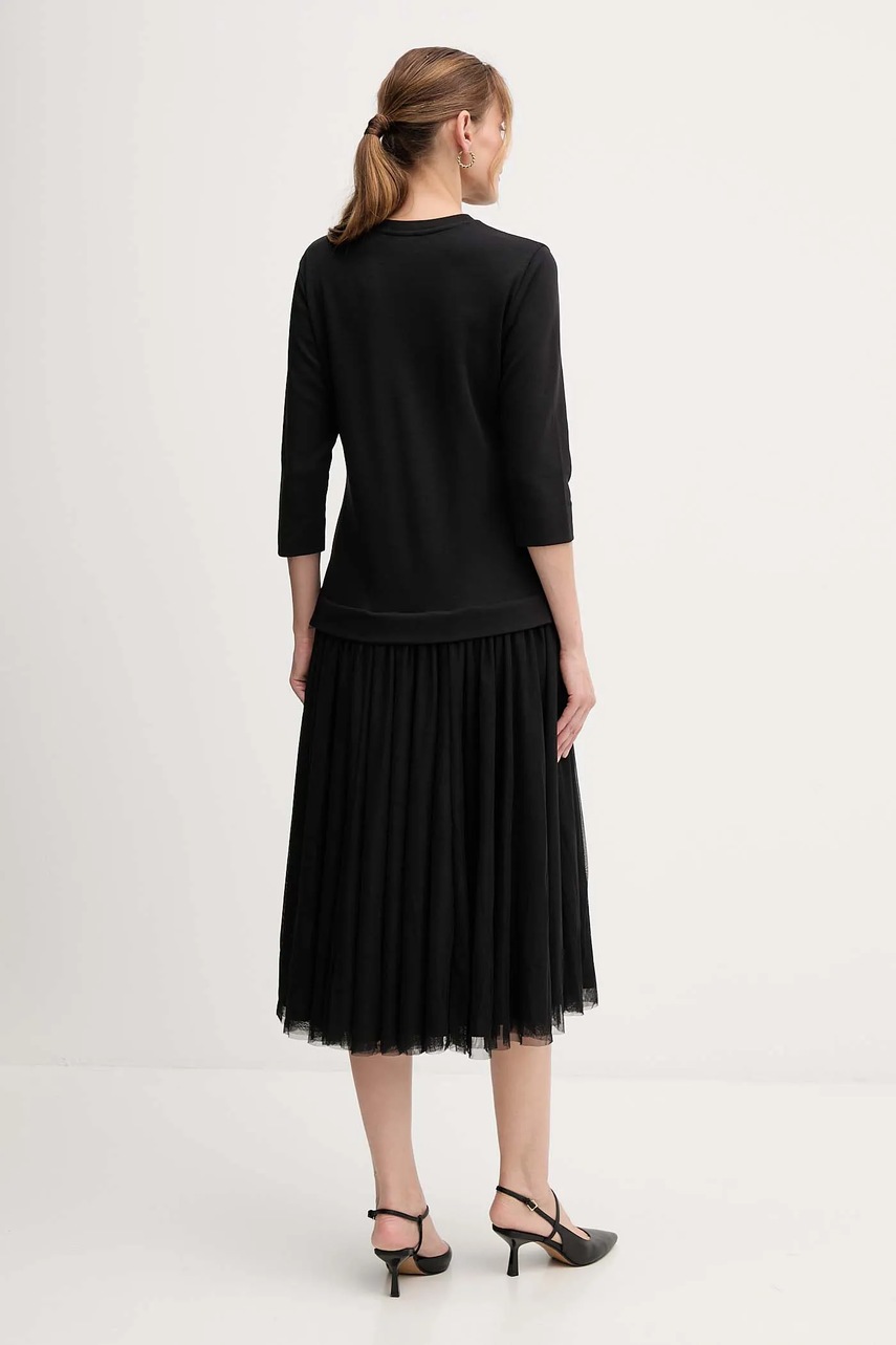 Сукня Joop! колір чорний midi розкльошена 30047770