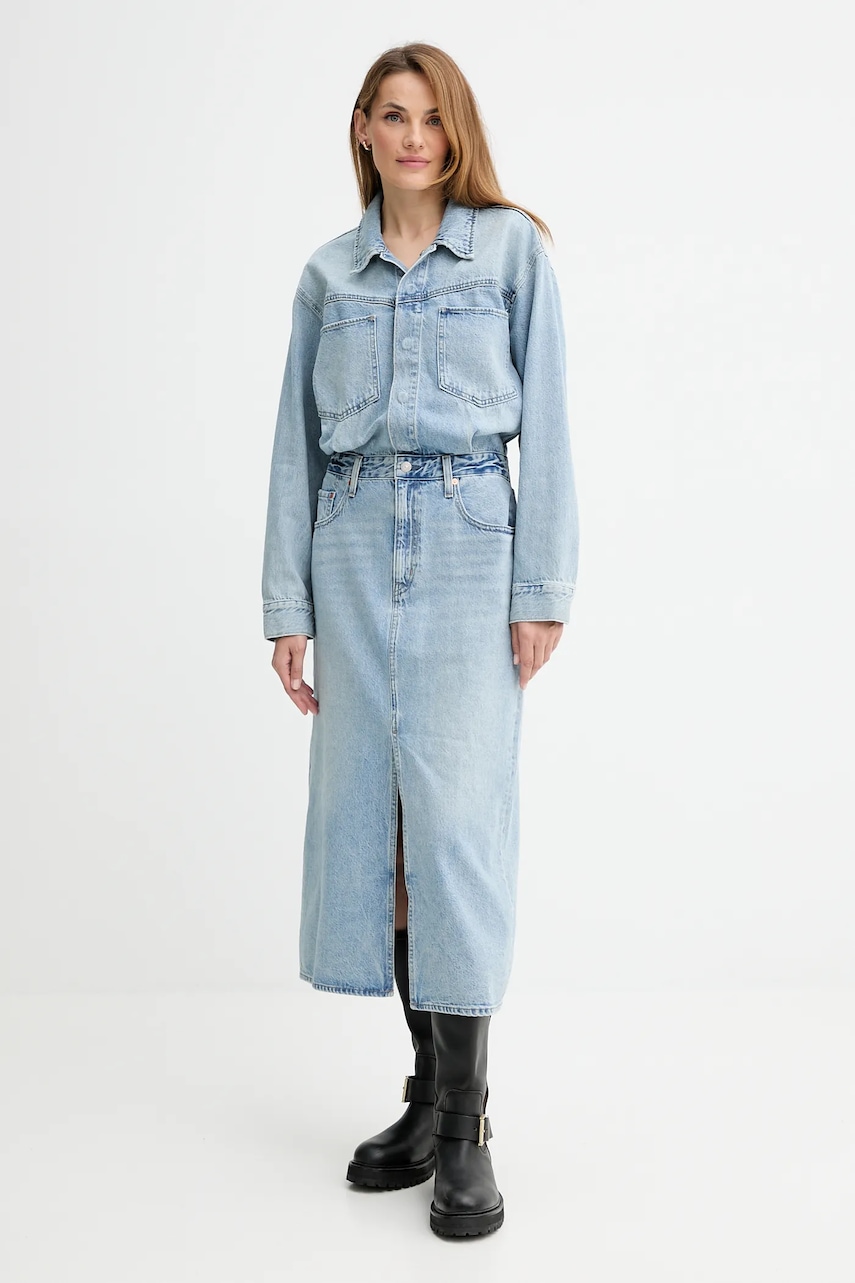 Levně Džínové šaty Levi's modrá barva, maxi, 0002Q