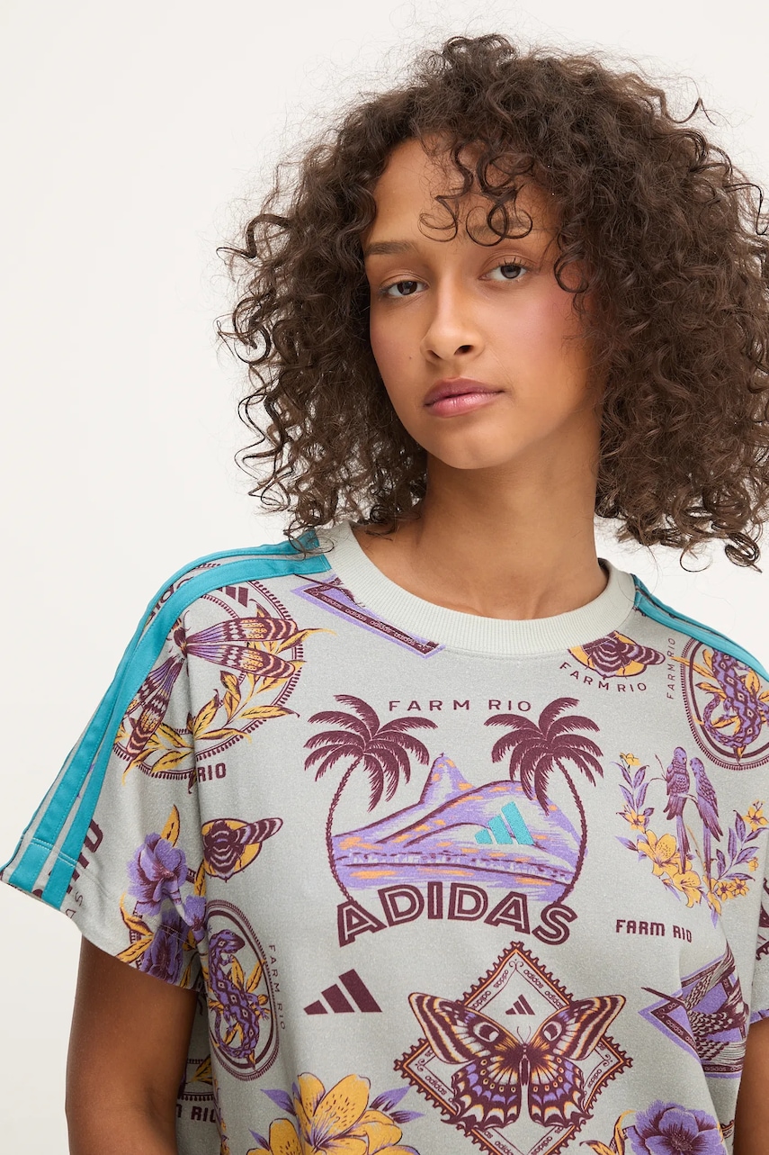Сукня adidas x Farm Rio колір сірий mini oversize JL7003