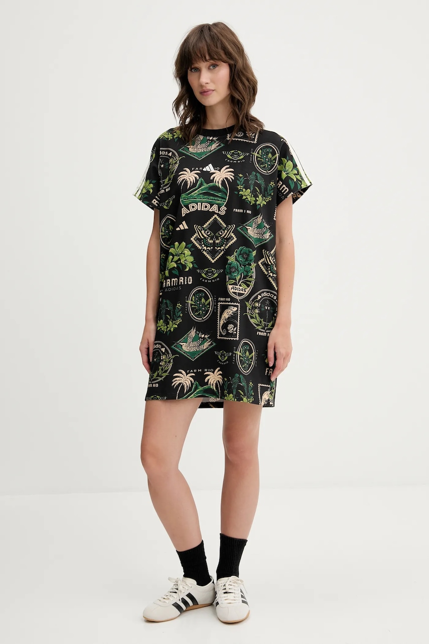 Платье adidas x Farm Rio цвет чёрный mini oversize JL7004 Платье adidas x Farm Rio цвет чёрный mini oversize JL7004