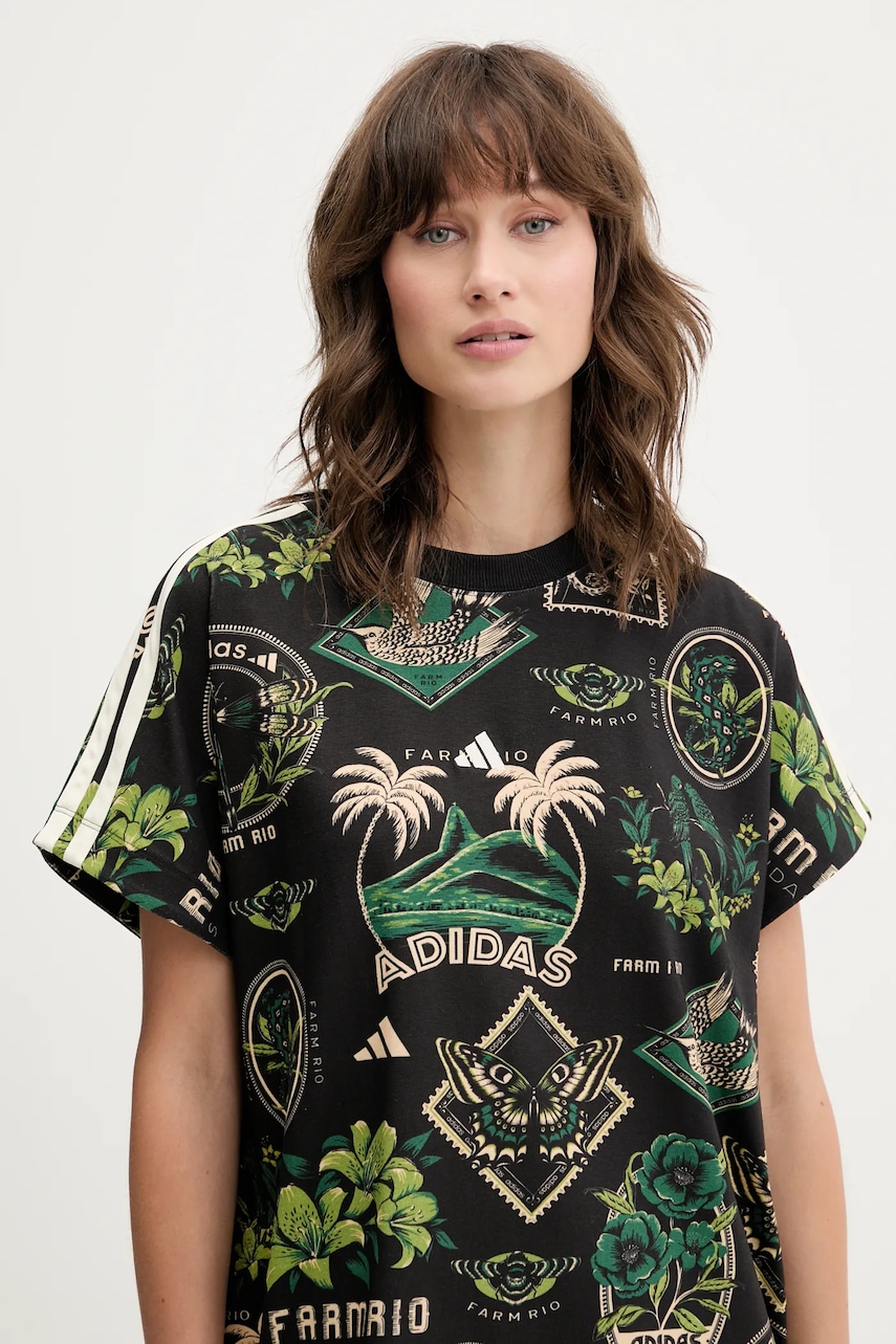 Сукня adidas x Farm Rio колір чорний mini oversize JL7004