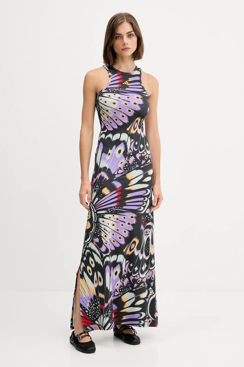 adidas rochie x Farm Rio culoarea negru, maxi, mulată, JL8609