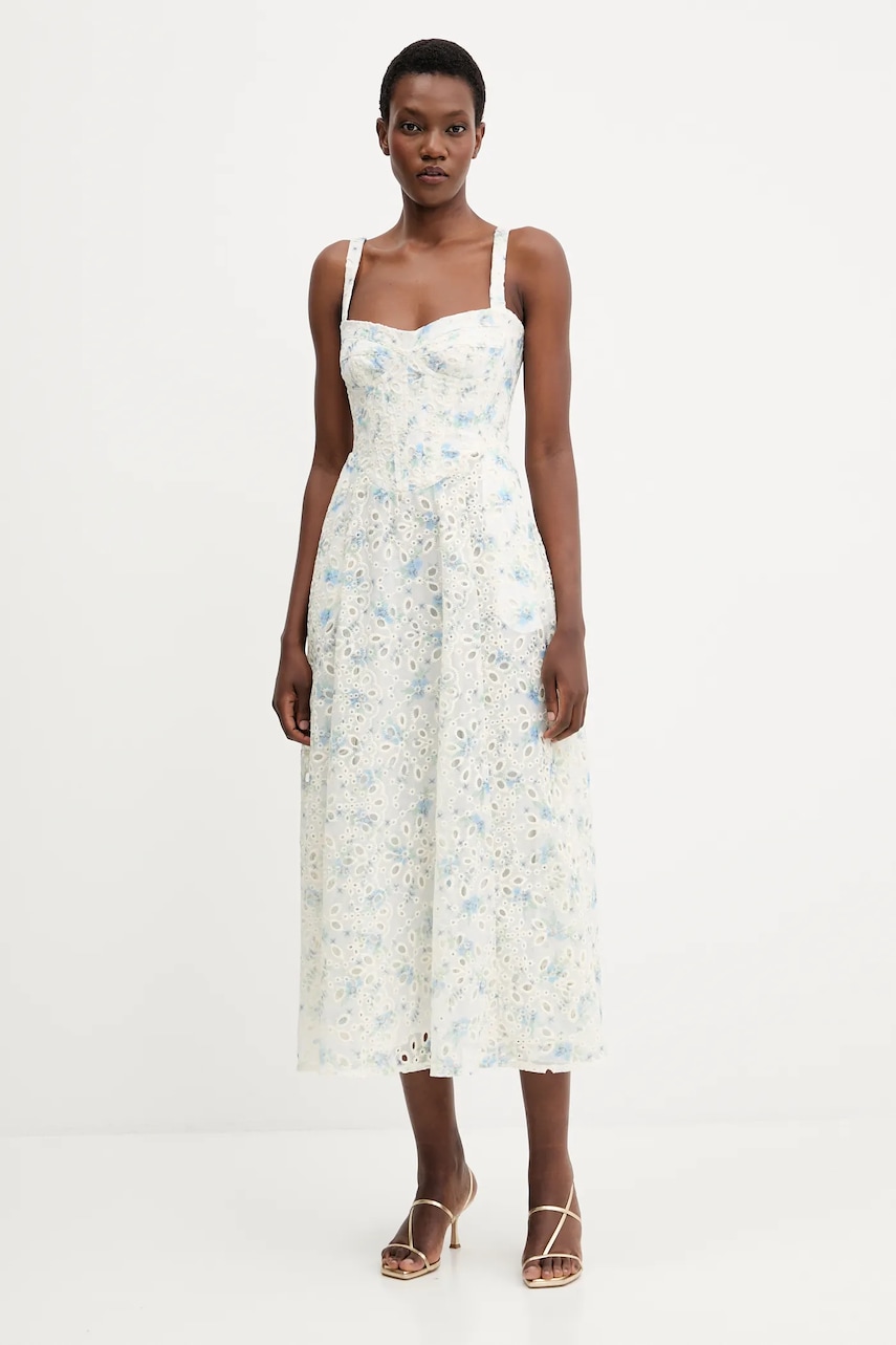 Bardot rochie culoarea alb, maxi, evazati, 58655DB3