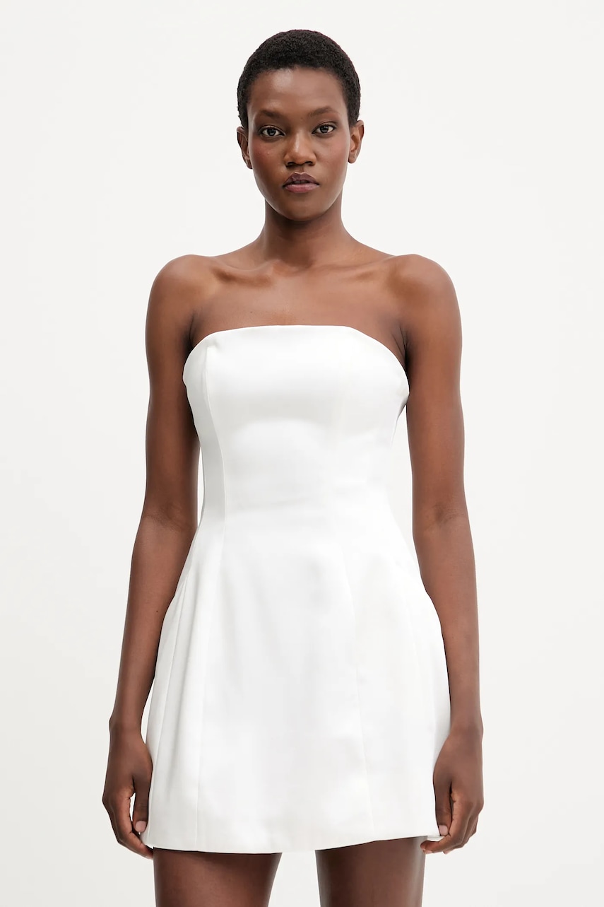 Bardot rochie culoarea alb, mini, evazati, 59333DB8