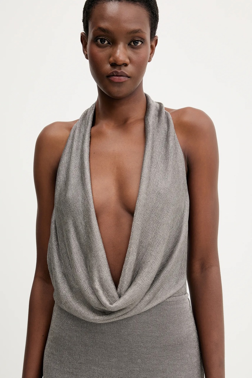 Сукня Bardot колір срібний midi облягаюча 59814DB1