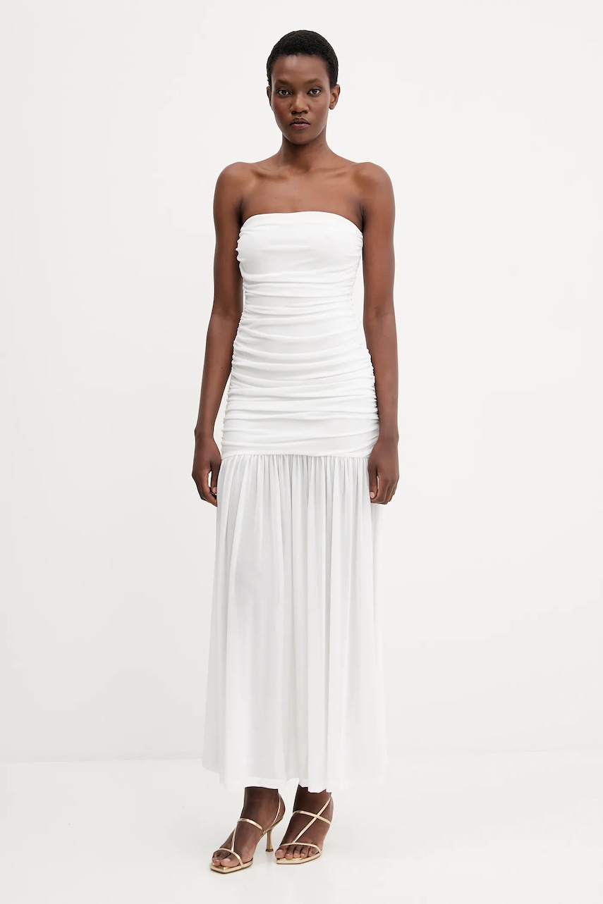 Bardot rochie culoarea alb, maxi, evazati, 59875DB2