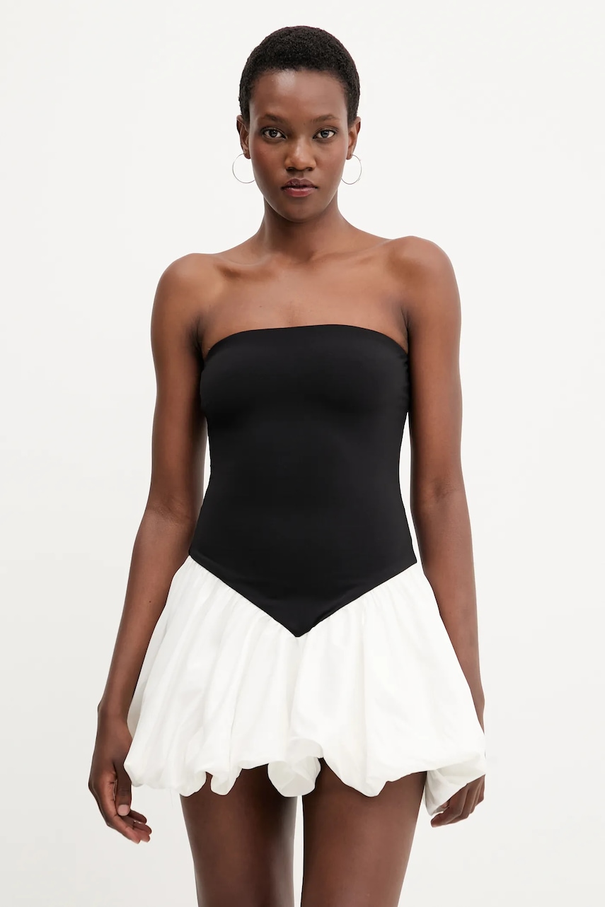 Bardot rochie culoarea negru, mini, evazati, 59903DB