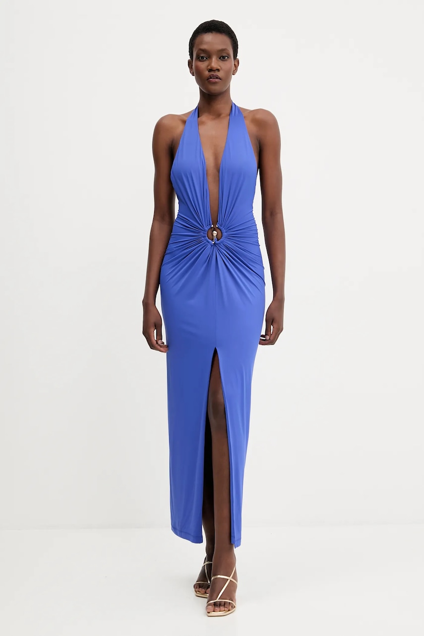 Bardot rochie culoarea violet, maxi, mulata, 59914DB