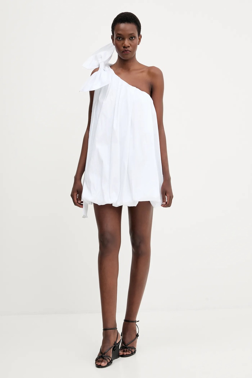 Платье Bardot цвет белый mini расклешённое 59917DB