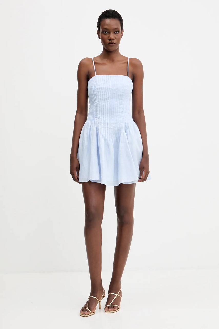 Льняное платье Bardot mini расклешённое 59920DB