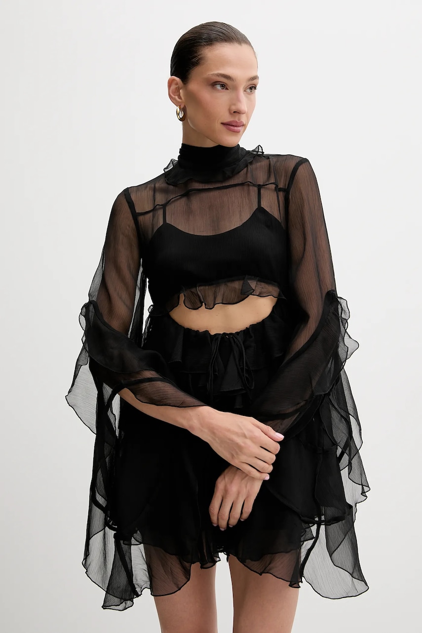 Šaty Bardot černá barva, mini, 59973DB