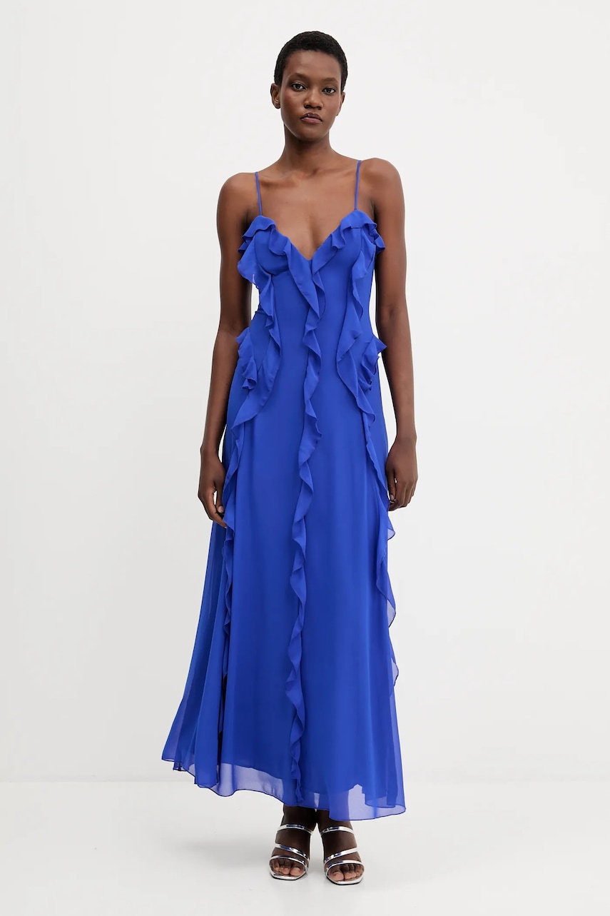 Bardot rochie culoarea violet, maxi, evazati, 60007DB