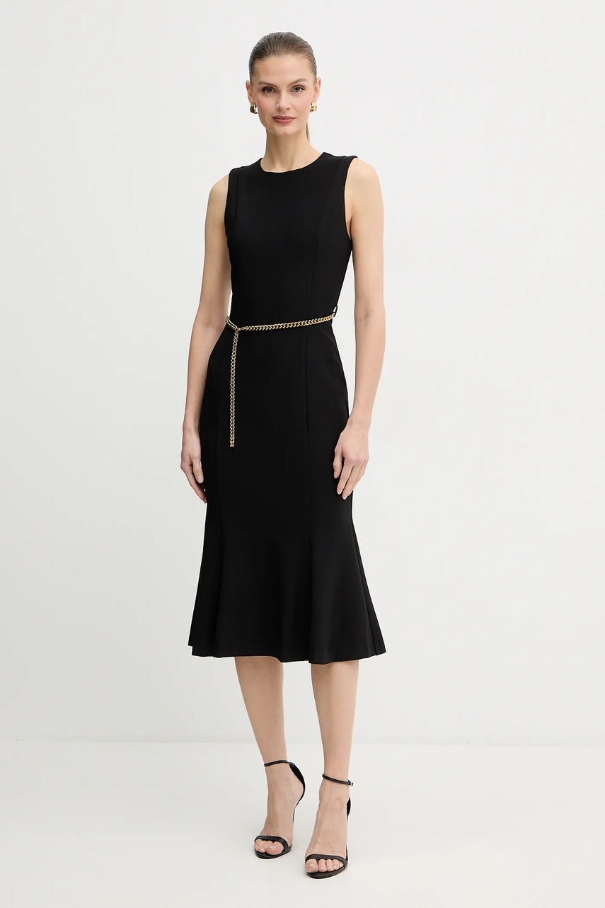 Сукня Marciano Guess LIA колір чорний midi розкльошена 5BGK20 6302A